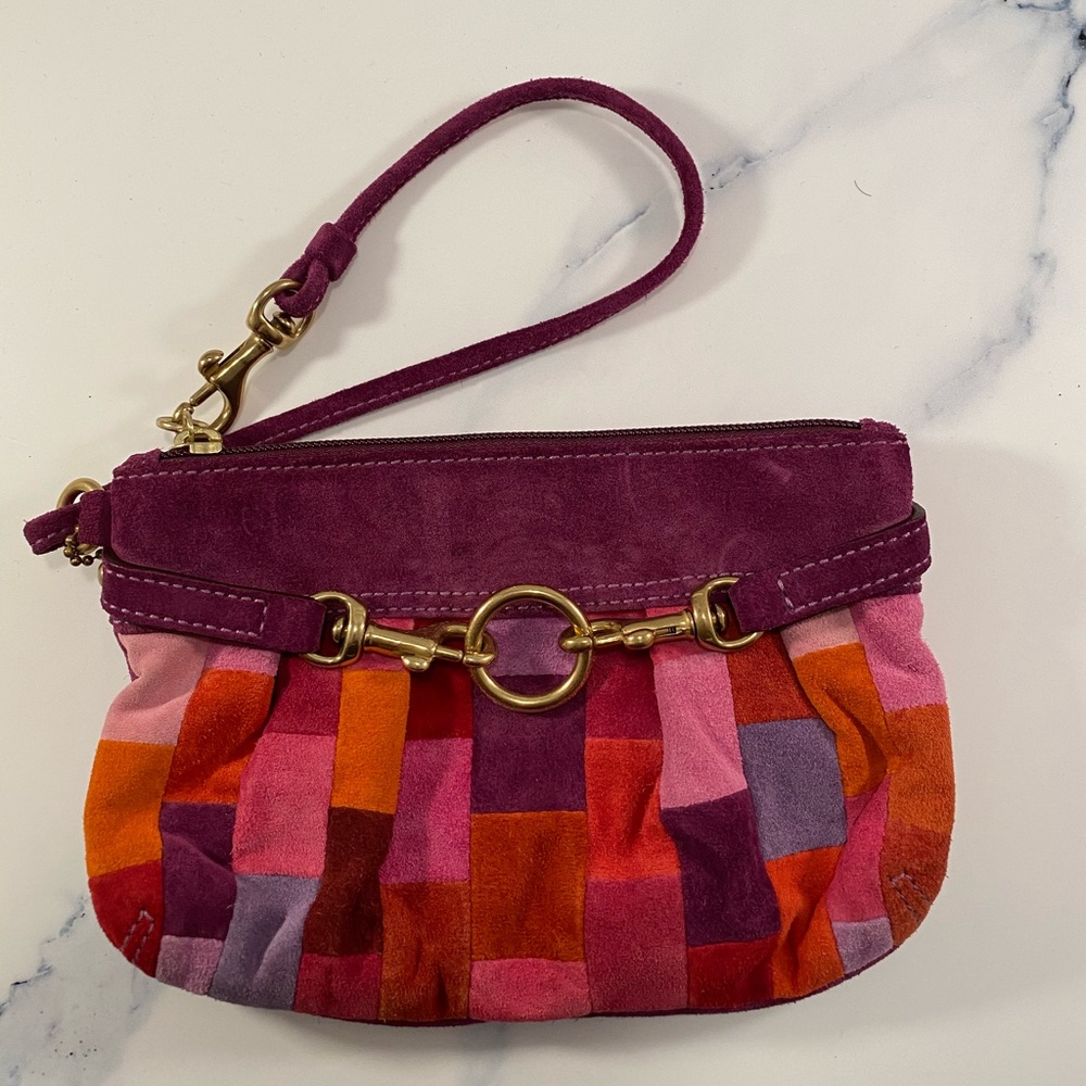 Coach Patchwork Suede Multicolor Wristlet - image 1